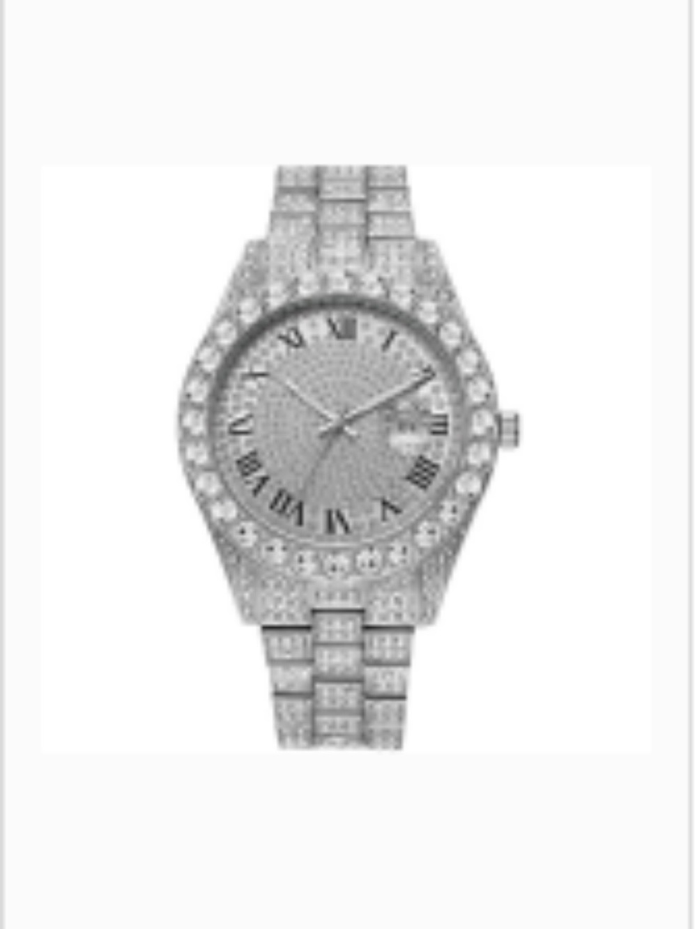 Silver Tone Roman Numeral Crystal Pavé Wristwatch | Glam Streetwear